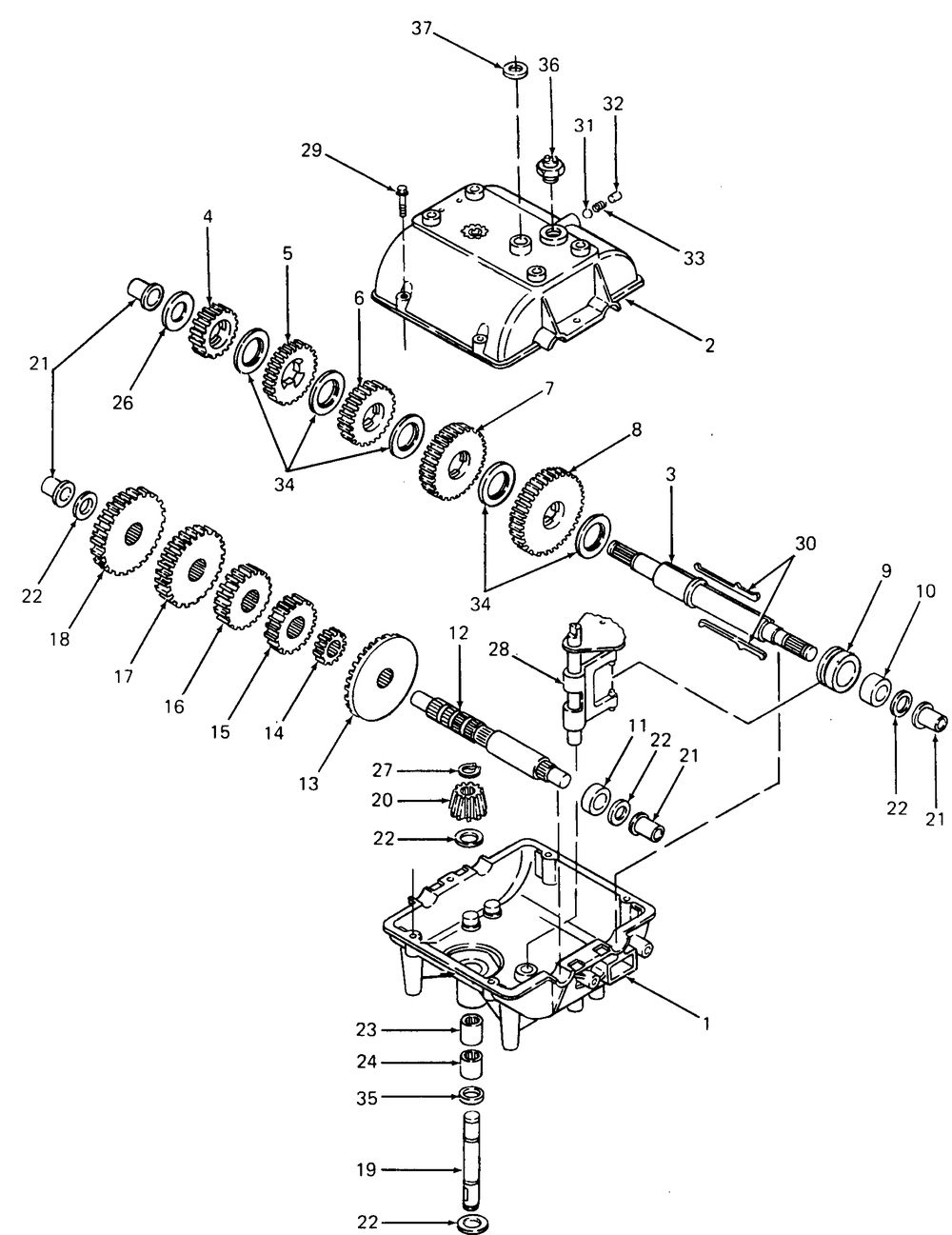 5 Speed Transmission Assembly Diagram and Parts List for 085 169110100-GMT Cub Cadet Generator